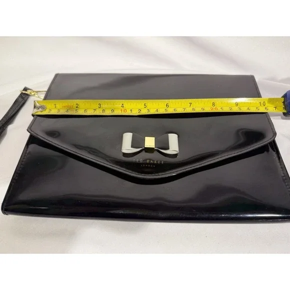 Ted Baker Bow Clutch Cersei Black Patent Leather With Wrist Strap - Picture 5 of 5